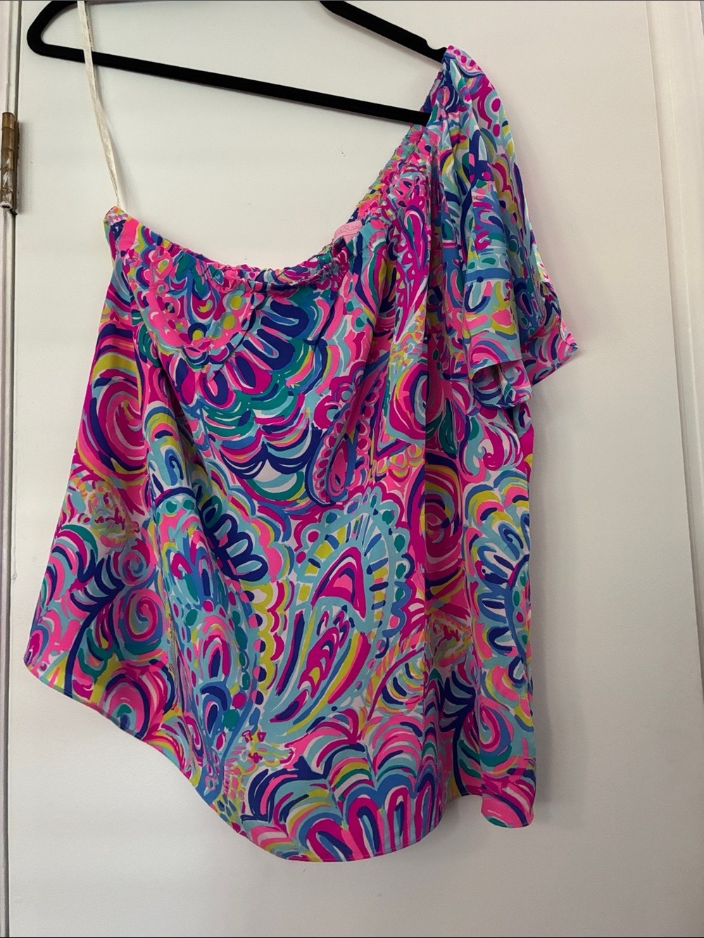 Lilly Pulitzer Multicolor One-Shoulder Top - Pink, Blue, Green, Yellow